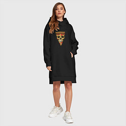 Женское худи-платье Pizza - Skull, цвет: черный — фото 2