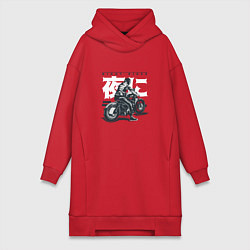 Женское худи-платье Японский мотоциклист Old Akira Japanese Biker, цвет: красный