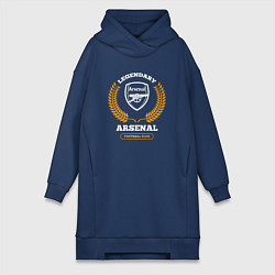 Женское худи-платье Лого Arsenal и надпись Legendary Football Club, цвет: тёмно-синий