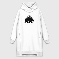 Женская толстовка-платье Медведь, деревья и горы