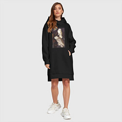 Женское худи-платье Snowy Owl Сова, цвет: черный — фото 2