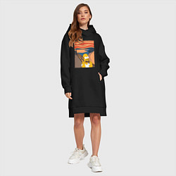 Женское худи-платье Гомер Симпсон Крик, цвет: черный — фото 2