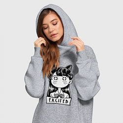 Женское худи-платье Взволнованная Коми-сан, цвет: меланж — фото 2