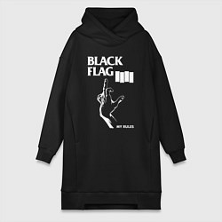 Женское худи-платье BLACK FLAG РУКА, цвет: черный