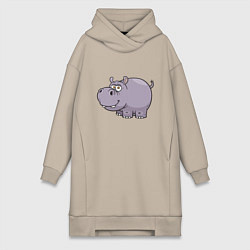 Женское худи-платье Милый Бегемот, цвет: миндальный