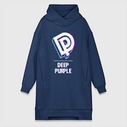 Женское худи-платье Deep Purple Glitch Rock, цвет: тёмно-синий
