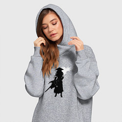 Женское худи-платье Самурай и белая луна, цвет: меланж — фото 2