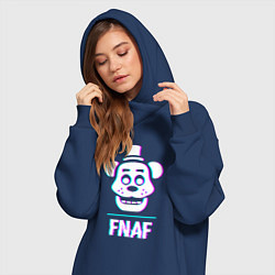 Женское худи-платье FNAF в стиле glitch и баги графики, цвет: тёмно-синий — фото 2
