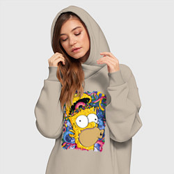 Женское худи-платье Мозг Гомера Симпсона - постер, цвет: миндальный — фото 2