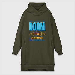 Женское худи-платье Игра Doom pro gaming, цвет: хаки