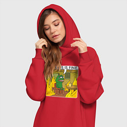 Женское худи-платье Пепе Лягушонок в беде, цвет: красный — фото 2