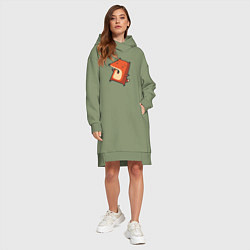 Женское худи-платье Орущая лисичка, цвет: авокадо — фото 2