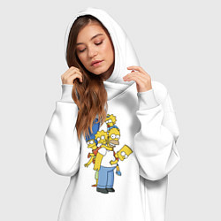 Женское худи-платье Прикольная семейка Симпсонов, цвет: белый — фото 2