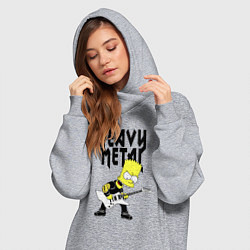 Женское худи-платье Барт Симпсон - heavy metal, цвет: меланж — фото 2
