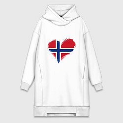 Женское худи-платье Сердце - Норвегия, цвет: белый