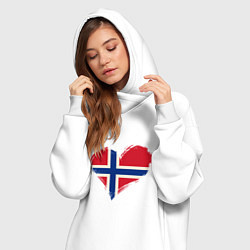 Женское худи-платье Сердце - Норвегия, цвет: белый — фото 2