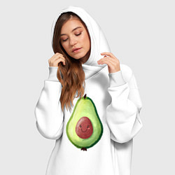 Женское худи-платье Веселый авокадо говорит привет, цвет: белый — фото 2