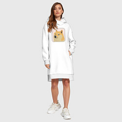 Женское худи-платье Аватар пёсика Доге, цвет: белый — фото 2