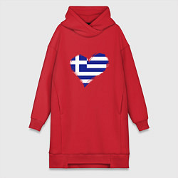 Женское худи-платье Сердце - Греция, цвет: красный