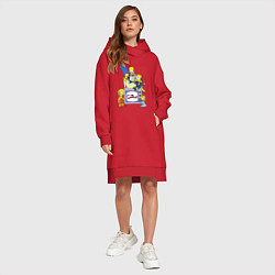 Женское худи-платье Семейка Симпсонов в праздничных нарядах, цвет: красный — фото 2
