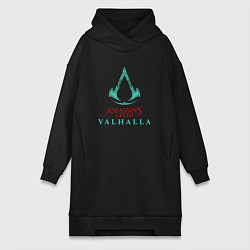Женское худи-платье Assassins Creed Valhalla - logo, цвет: черный