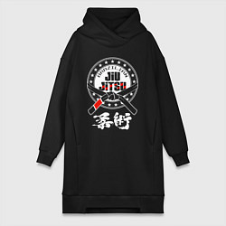 Женское худи-платье Brazilian splashes Jiu jitsu logo, цвет: черный