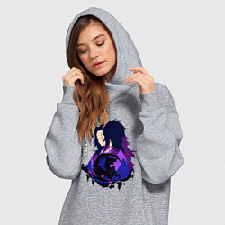 Женское худи-платье Клинок рассекающий демонов: Кокушибо высшая луна, цвет: меланж — фото 2