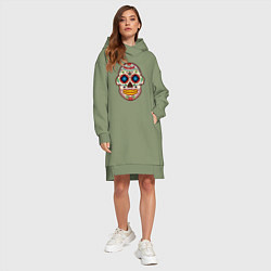 Женское худи-платье Череп эскобар с узорами, цвет: авокадо — фото 2