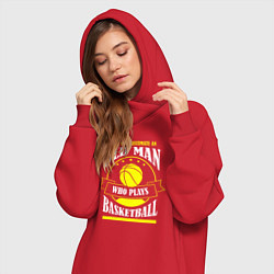 Женское худи-платье Никогда не недооценивай старичка в баскетболе, цвет: красный — фото 2
