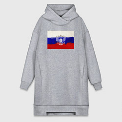 Женское худи-платье Флаг России - акварель, цвет: меланж