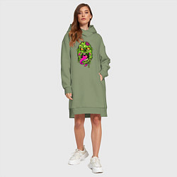 Женское худи-платье Лизун - зомби, цвет: авокадо — фото 2