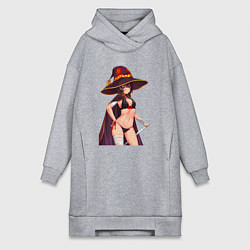 Женское худи-платье Мегумин с жезлом - Коносуба, цвет: меланж