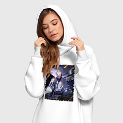 Женское худи-платье Красавчик Юкито Орикаса - Семёрка идолов, цвет: белый — фото 2