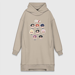 Женское худи-платье Stray Kids Chibi, цвет: миндальный
