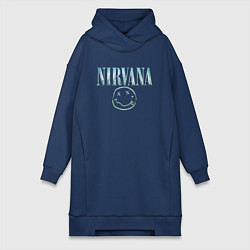 Женское худи-платье Nirvana - смайлик, цвет: тёмно-синий