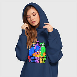 Женское худи-платье Радужные друзья персонажи игры, цвет: тёмно-синий — фото 2