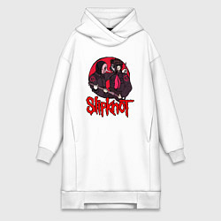 Женское худи-платье Slipknot rock, цвет: белый