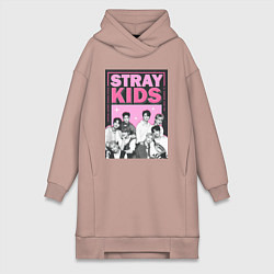 Женское худи-платье Stray Kids boy band, цвет: пыльно-розовый