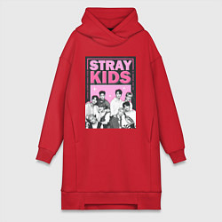 Женское худи-платье Stray Kids boy band, цвет: красный