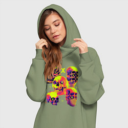Женское худи-платье Тусовка черепов, цвет: авокадо — фото 2