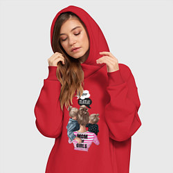 Женское худи-платье Super Mama!, цвет: красный — фото 2
