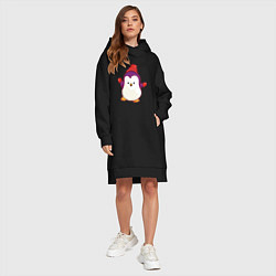 Женское худи-платье Пингвин в шапке, цвет: черный — фото 2