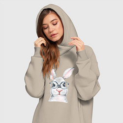 Женское худи-платье Серый кролик, цвет: миндальный — фото 2
