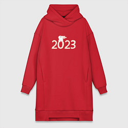 Женское худи-платье Кролик на 2023, цвет: красный