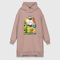 Женское худи-платье Craaazy Dave plants, цвет: пыльно-розовый