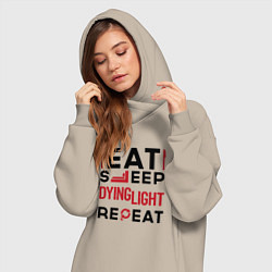 Женское худи-платье Надпись: eat sleep Dying Light repeat, цвет: миндальный — фото 2
