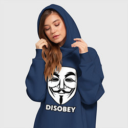 Женское худи-платье Guy Fawkes - disobey, цвет: тёмно-синий — фото 2