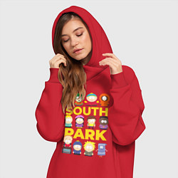Женское худи-платье Южный парк персонажи, цвет: красный — фото 2