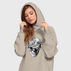Женское худи-платье Рыцарь - череп, цвет: миндальный — фото 2