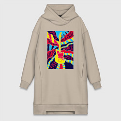 Женское худи-платье Гитара и стили музыки, цвет: миндальный